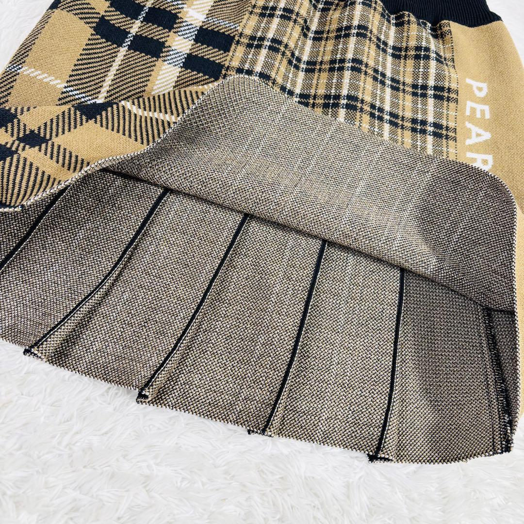 740 未使用級✨パーリーゲイツ ゴルフ プリーツスカート ニット チェック