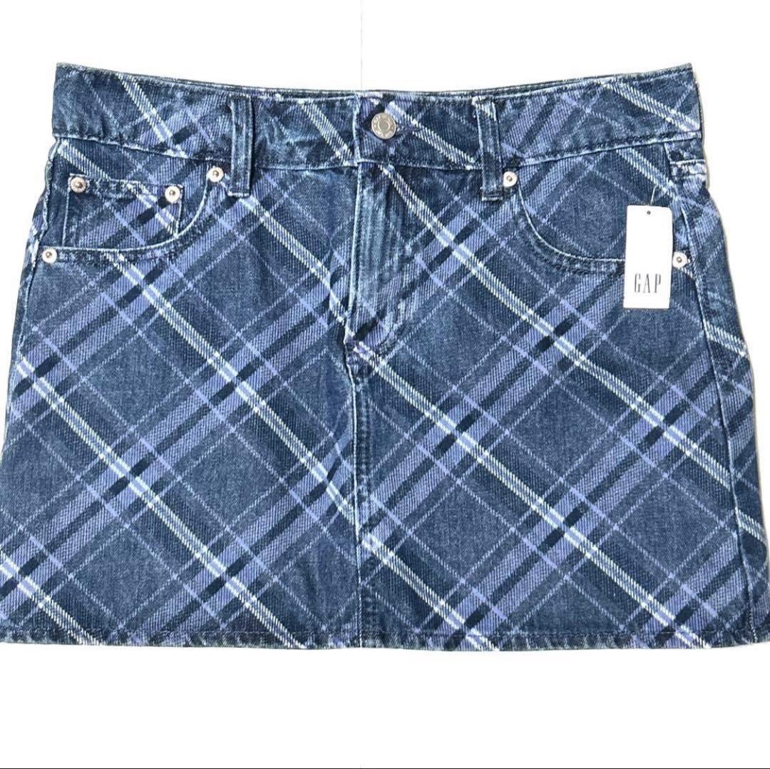 GAP デニムプレイドミニスカート 27 タグ付き未使用品