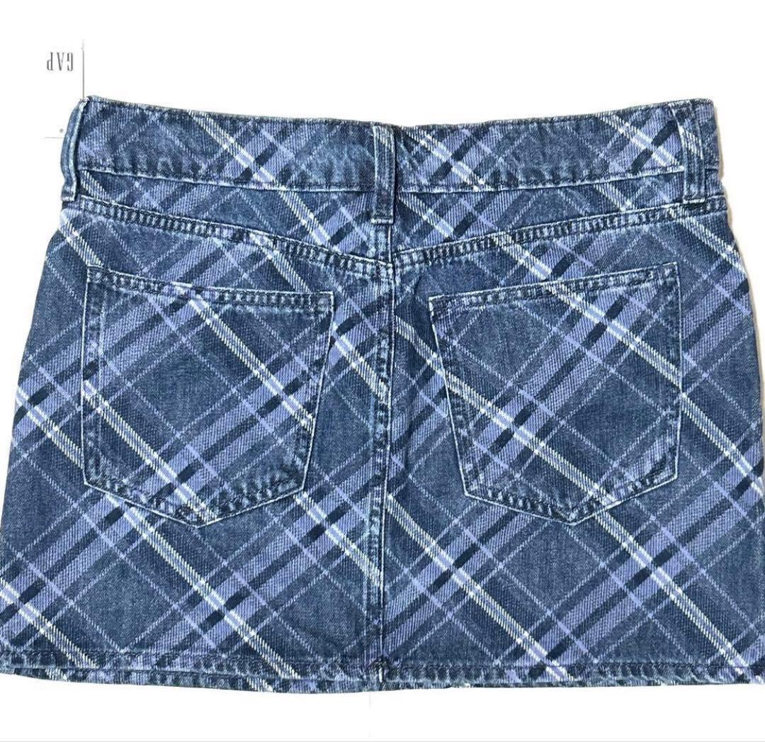 GAP デニムプレイドミニスカート 27 タグ付き未使用品