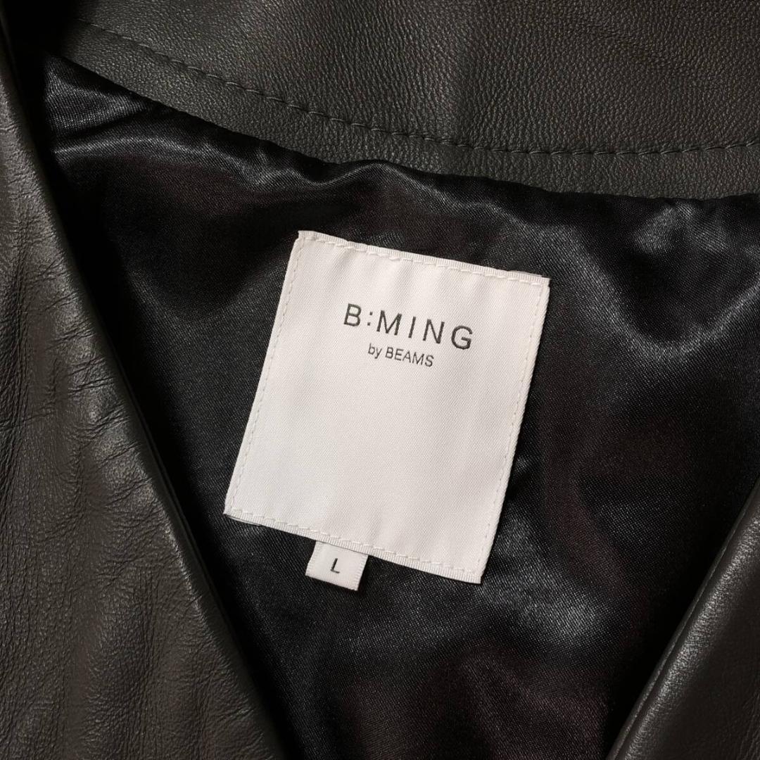 GQ3576◇B:MING by BEAMS : ノーカラー レザージャケット◇
