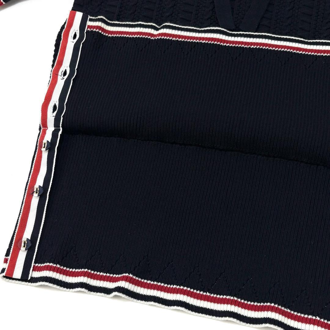 美品 THOM BROWNE ケーブル キーホール ニットポロシャツ 40