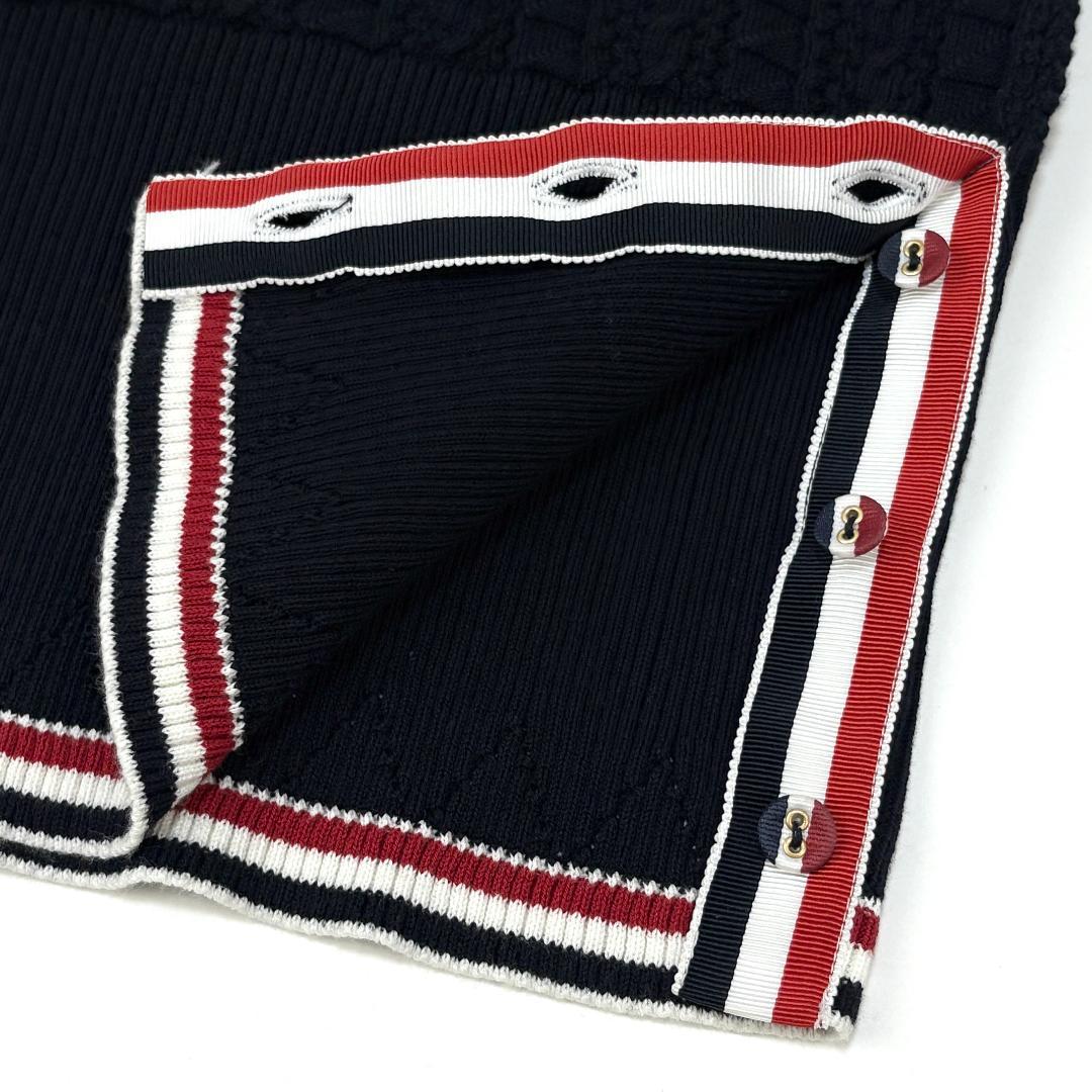 美品 THOM BROWNE ケーブル キーホール ニットポロシャツ 40