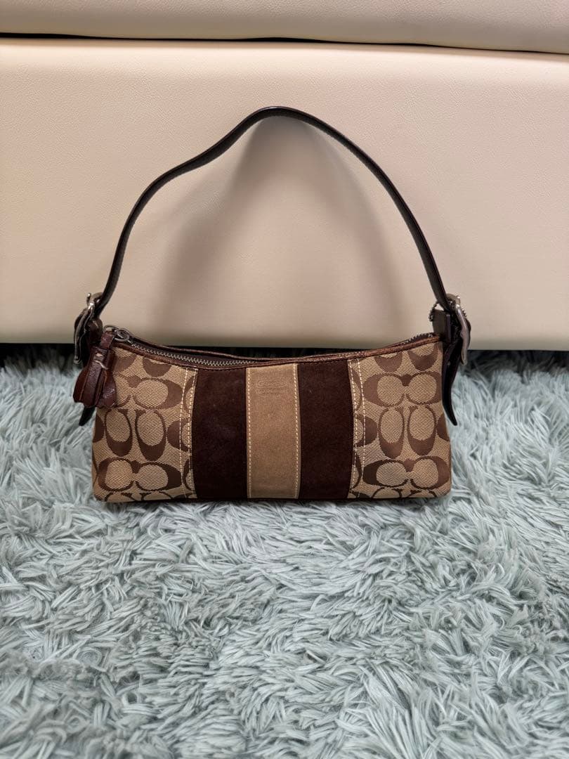 【美品】COACH/コーチ/シグネチャーストライプ・ショルダーバッグ/8K09