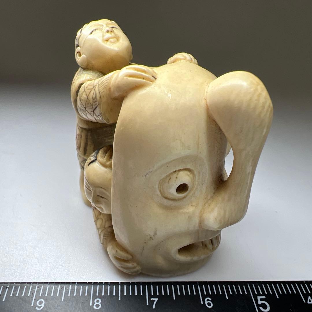 極上子供に天狗根付　33g 東Y8-0106☆2F