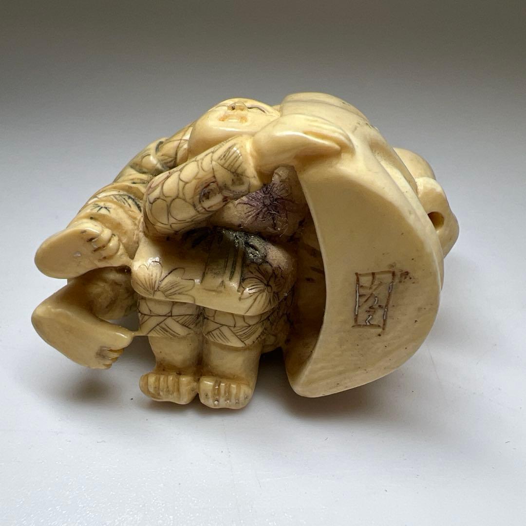 極上子供に天狗根付　33g 東Y8-0106☆2F