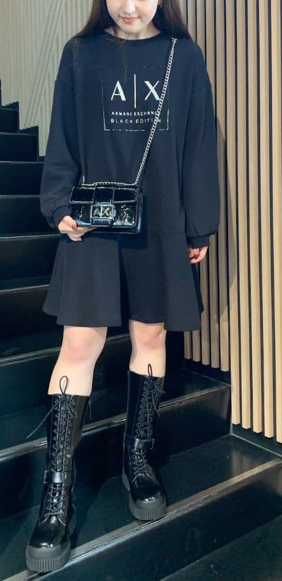 美品✨アルマーニエクスチェンジ スウェット ワンピース ひざ丈 ミニ Lサイズ