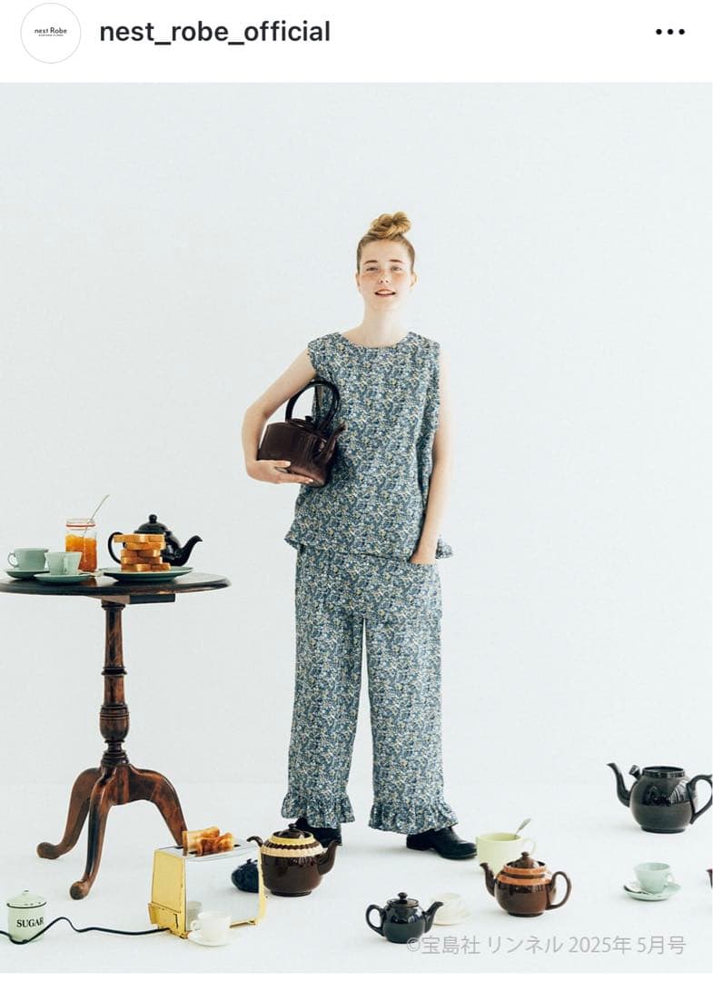 ネストローブ　リネンリバティフリルパンツ