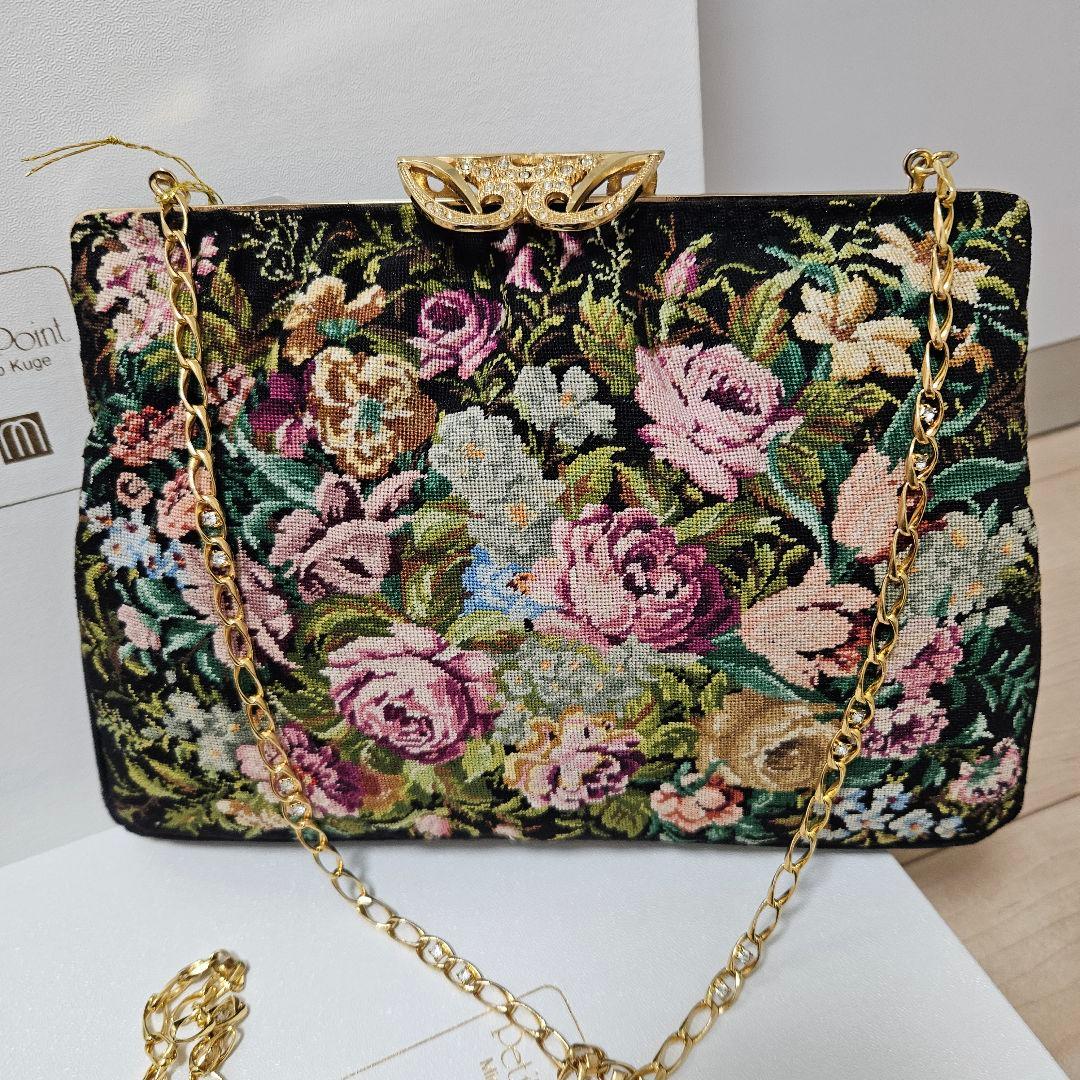 Petit Point プチポアン 久家道子 刺繍クラッチバッグ