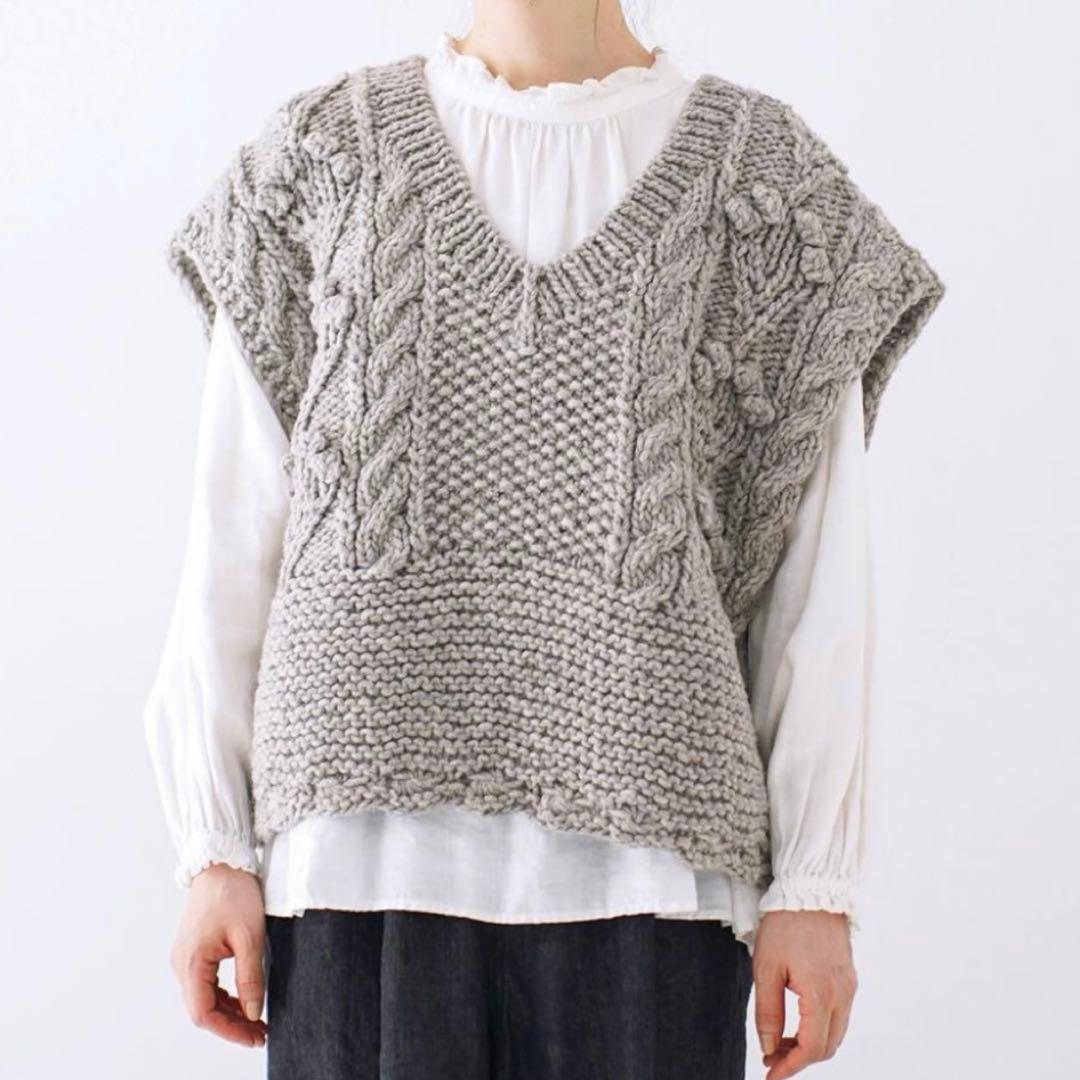 nest Robe ネストローブ ペルーボッブルニットベスト ベージュ