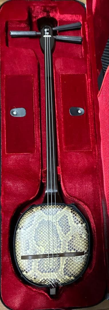 三線 人工蛇革 ケース付き