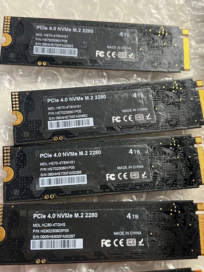 5個　Hanye HE70 4TB PCIe NVMe M.2 SSD