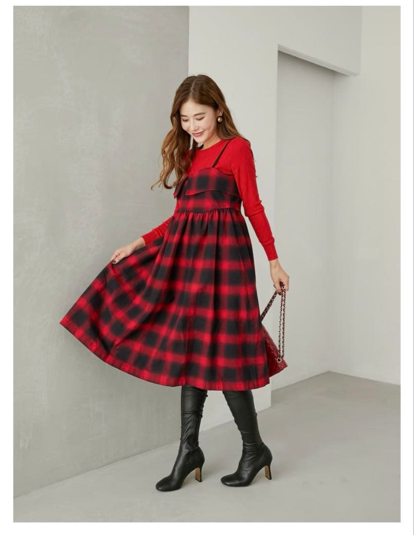 タグ付き新品未使用、0サイズ、チェックキャミワンピース、オブリ、obli