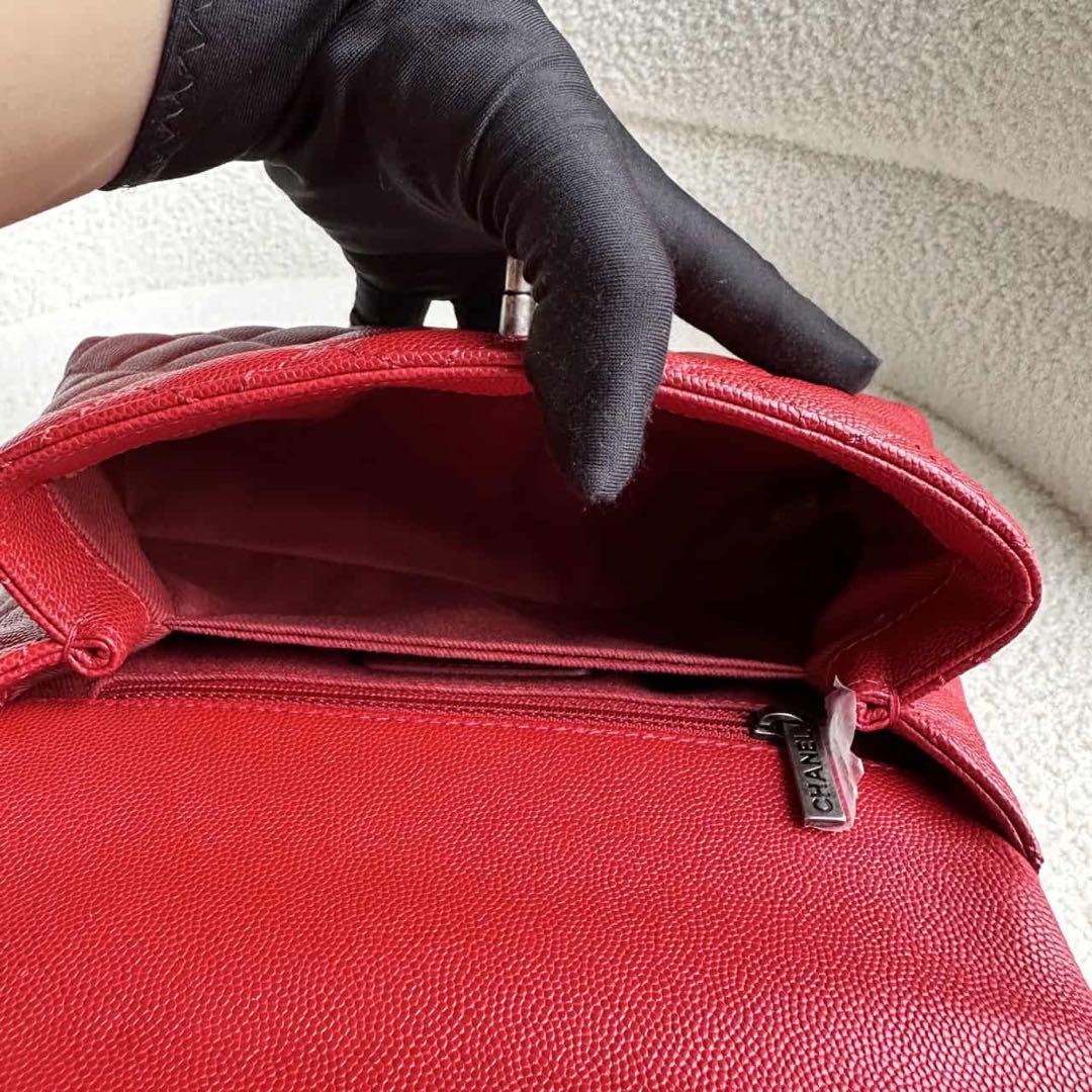 CHANEL シャネル ココハンドル キャビアスキン 赤24 xs