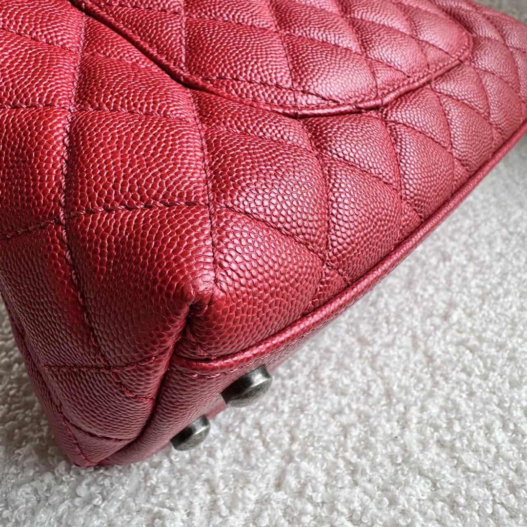 CHANEL シャネル ココハンドル キャビアスキン 赤24 xs