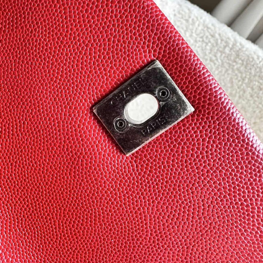 CHANEL シャネル ココハンドル キャビアスキン 赤24 xs