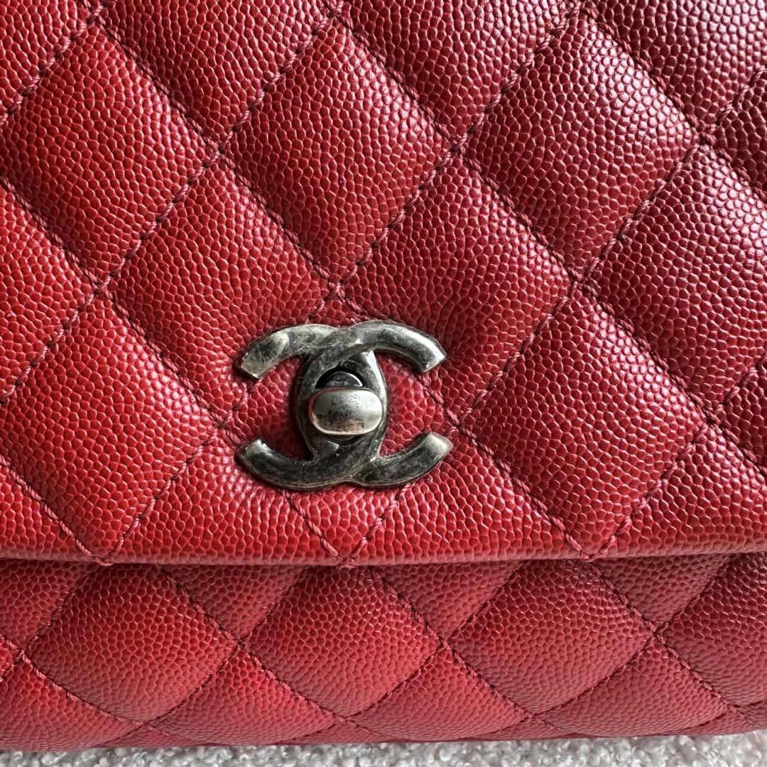 CHANEL シャネル ココハンドル キャビアスキン 赤24 xs