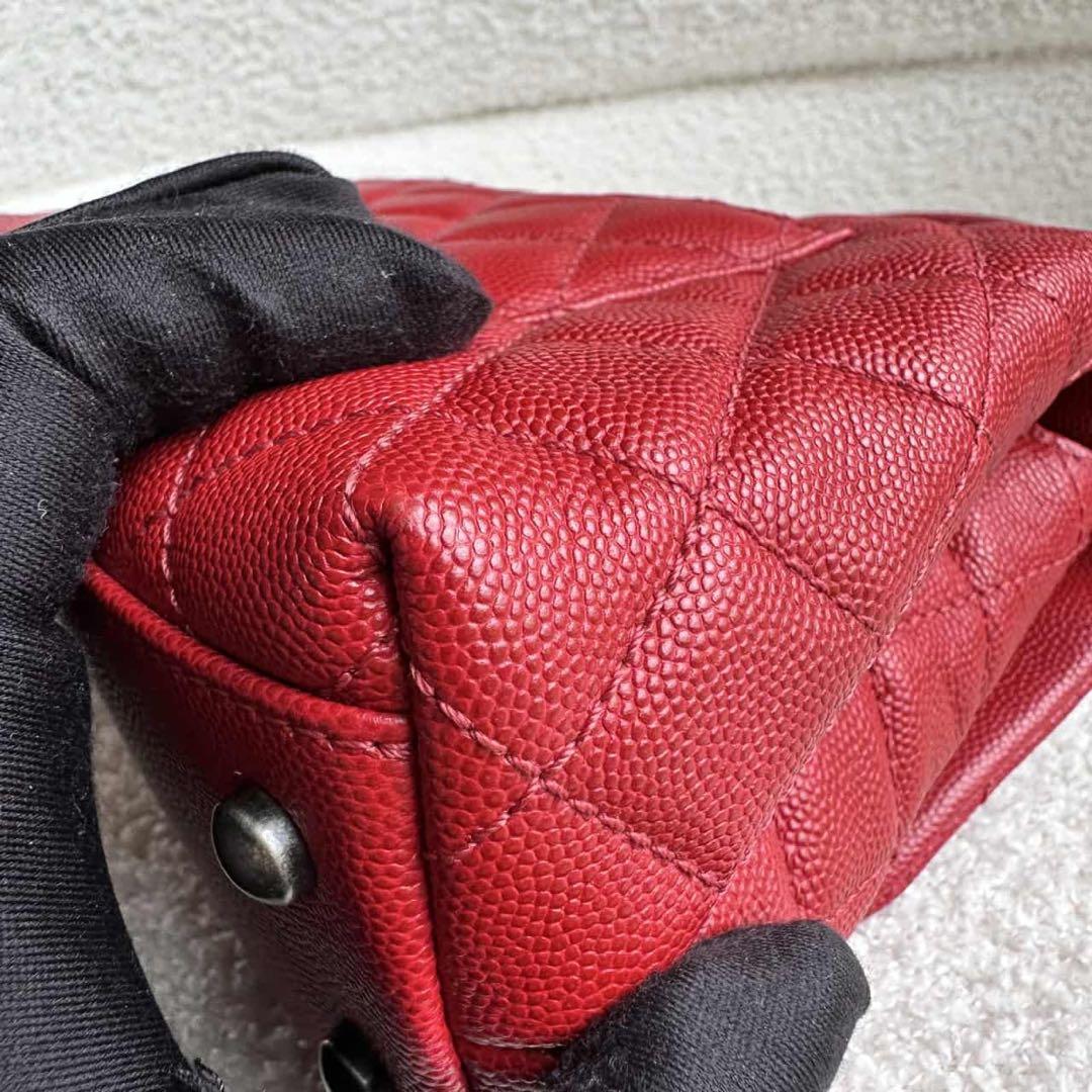 CHANEL シャネル ココハンドル キャビアスキン 赤24 xs