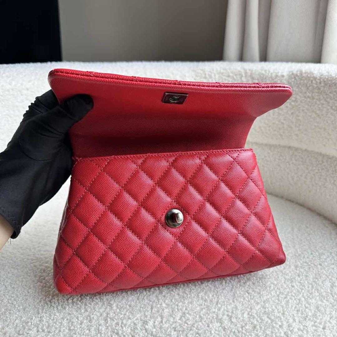 CHANEL シャネル ココハンドル キャビアスキン 赤24 xs