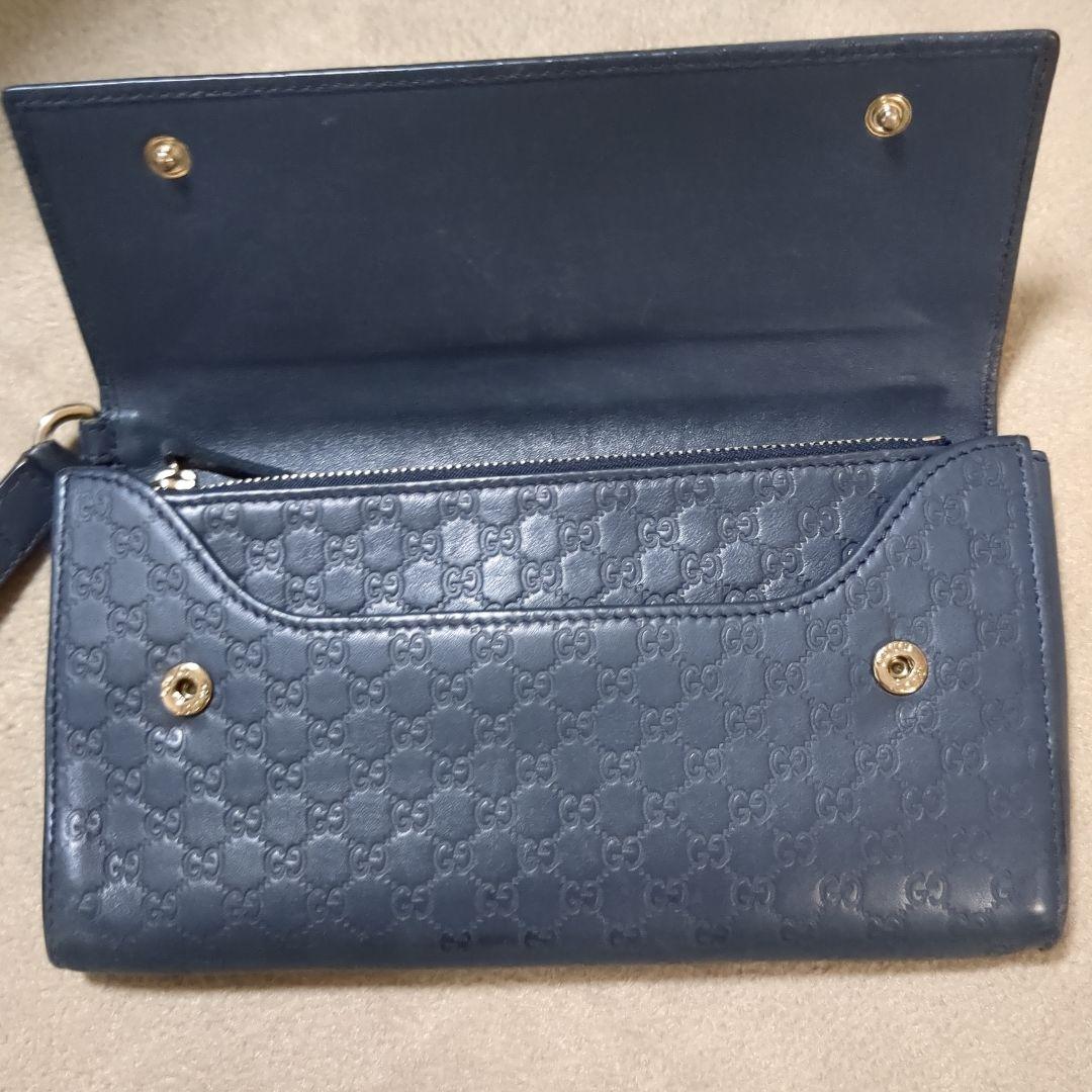 GUCCI ダークブルー 長財布クラッチバッグつき