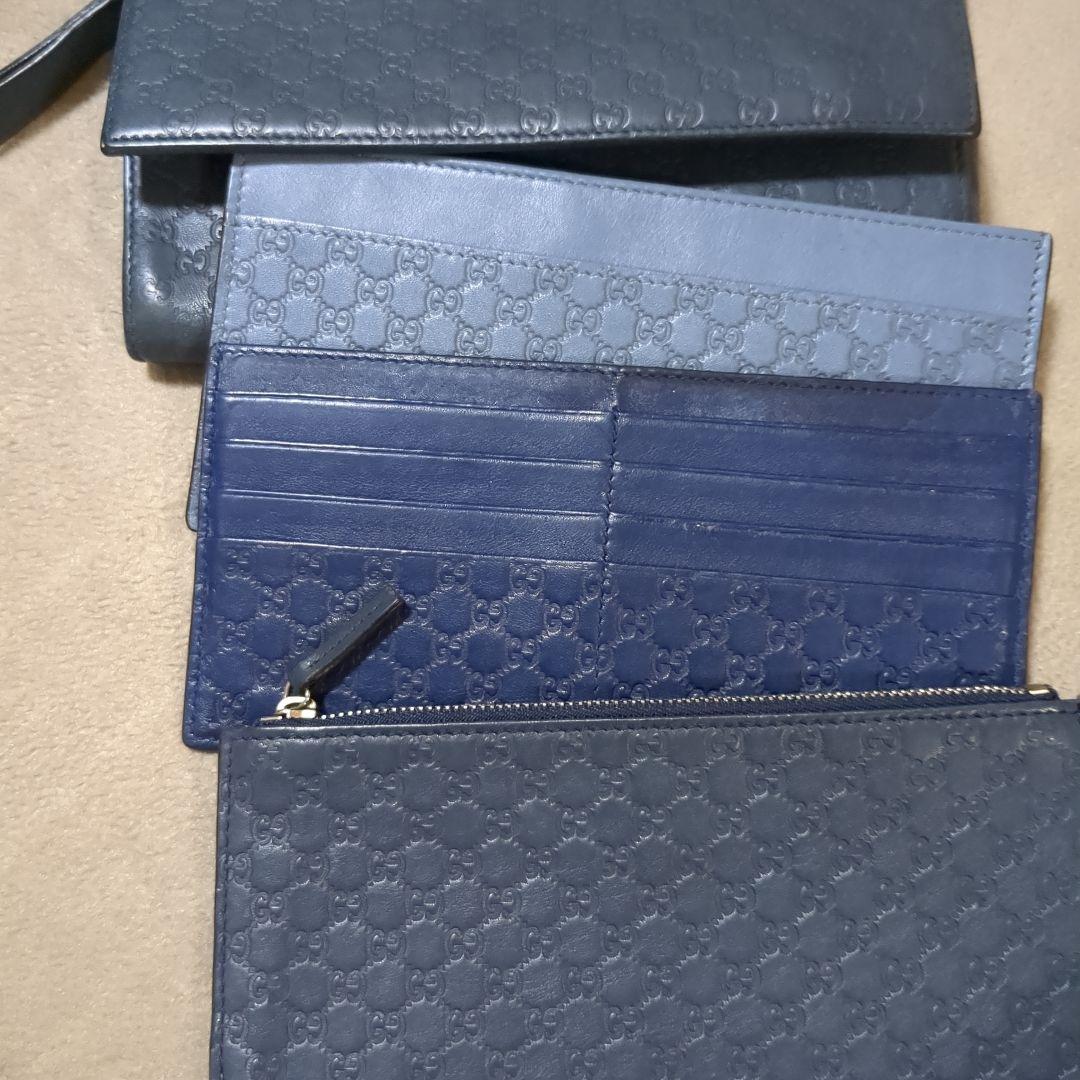 GUCCI ダークブルー 長財布クラッチバッグつき