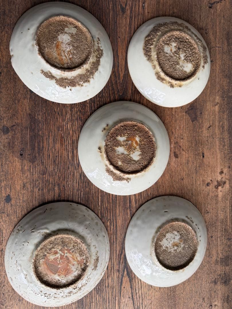 明末清初　染付皿　５客　寿４枚　福１枚　古伊万里　古瀬戸　盃　高杯