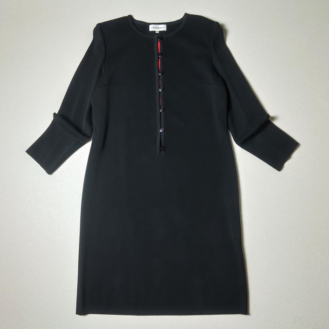 イヴサンローラン　ニットワンピース　黒　エレガント　YSL　上品　ヴィンテージ