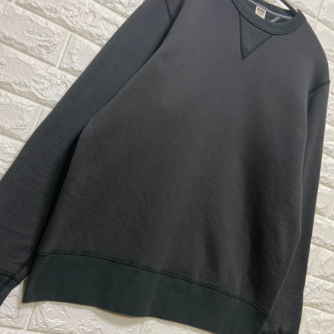 BARNS OUTFITTERS バーンズ ダブルVガゼット スウェット 黒 L