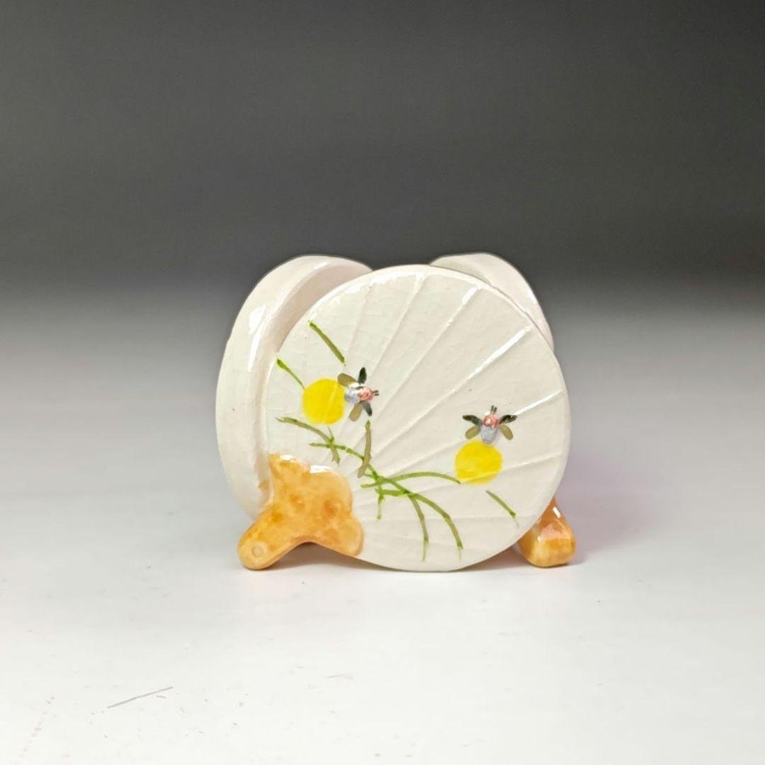 イ663 蓋置『桂窯　伊東桂楽造』『うちわ　蓋置　共箱』茶道具