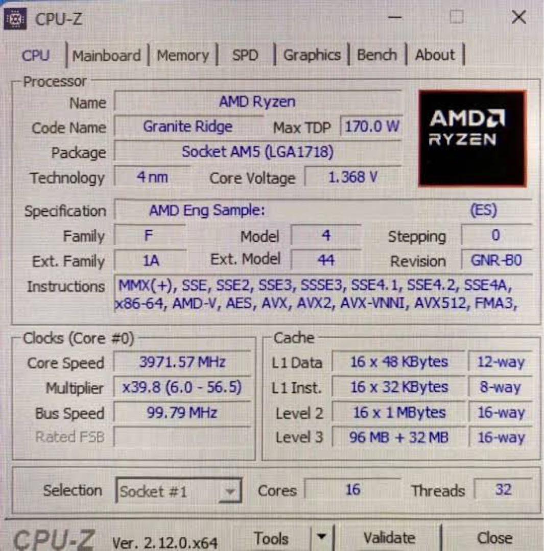 Ryzen 9 9950X 動作良好・付属品あり