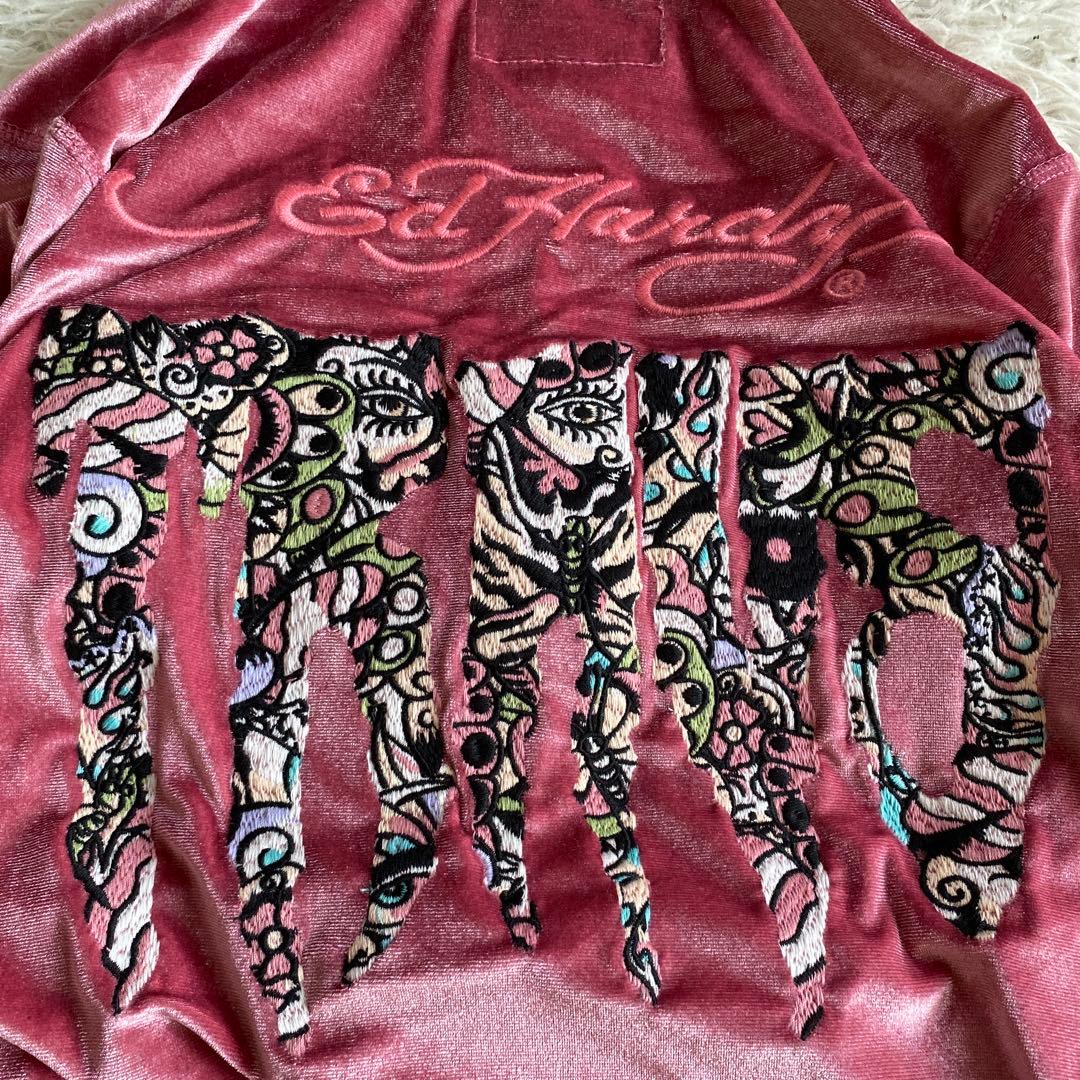 エドハーディ　パーカー　トラヴィス　ベロアセットアップ　ピンク