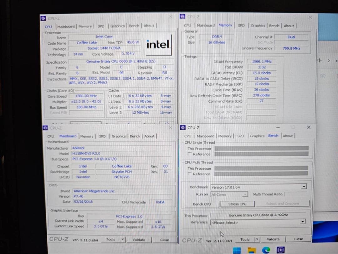 ASRock H110M-DVS 中華魔改CPU DDR4 2133 8GB×2