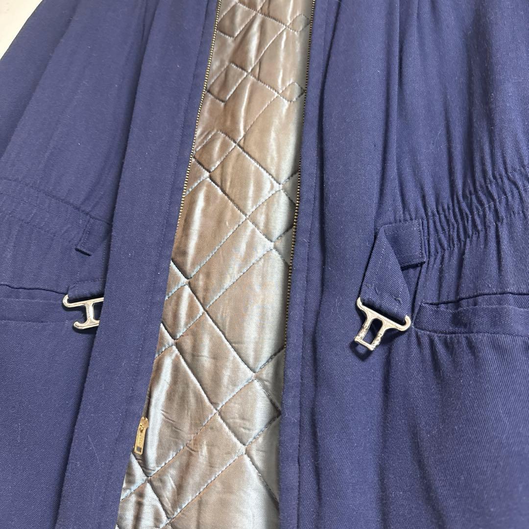 50s ネイビー茄子紺　キャンバス　レーヨン　ファーコート　ヴィンテージ