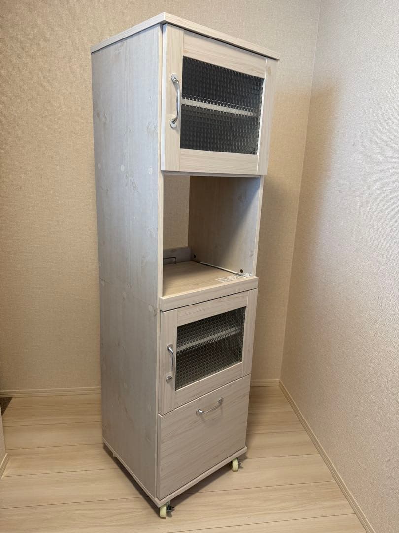 食器棚　レンジ台 スリム 幅45 高さ 約150 コンパクト キャスター付き