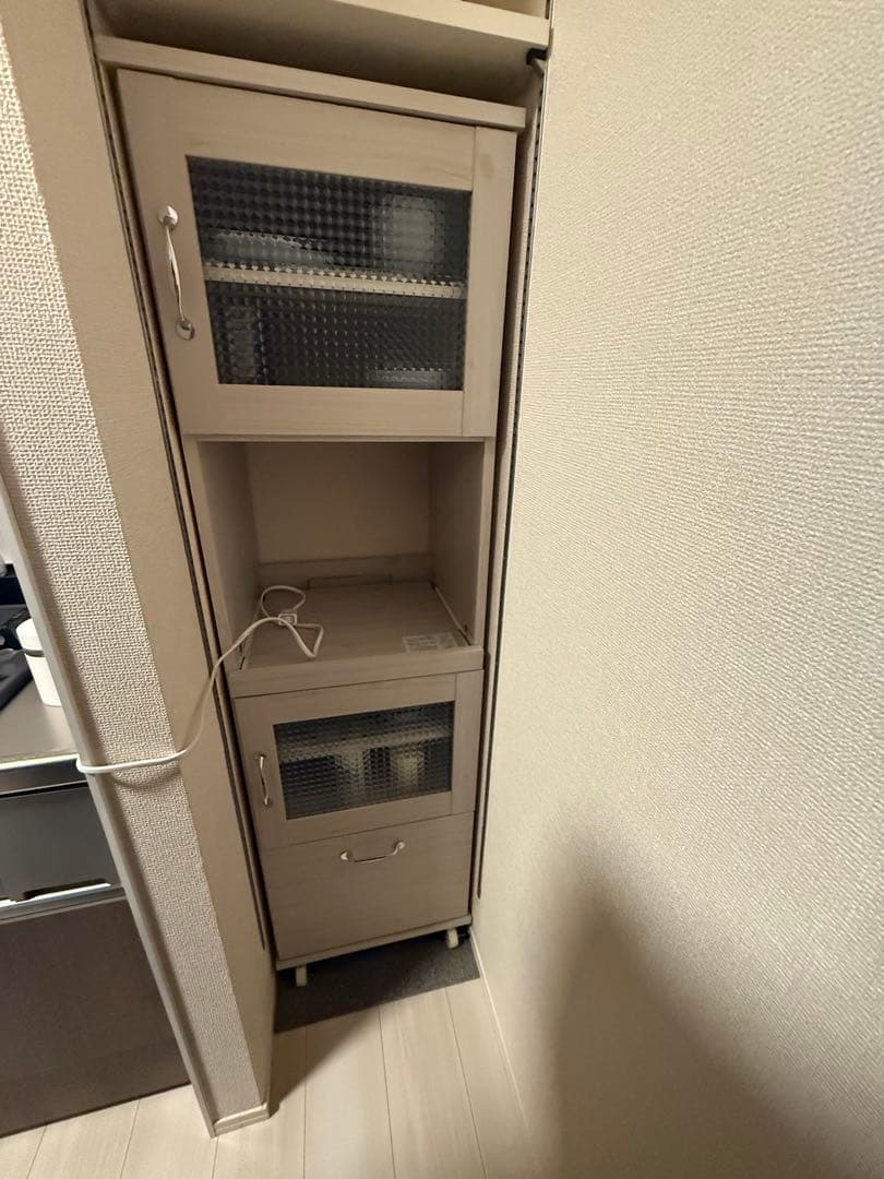 食器棚　レンジ台 スリム 幅45 高さ 約150 コンパクト キャスター付き