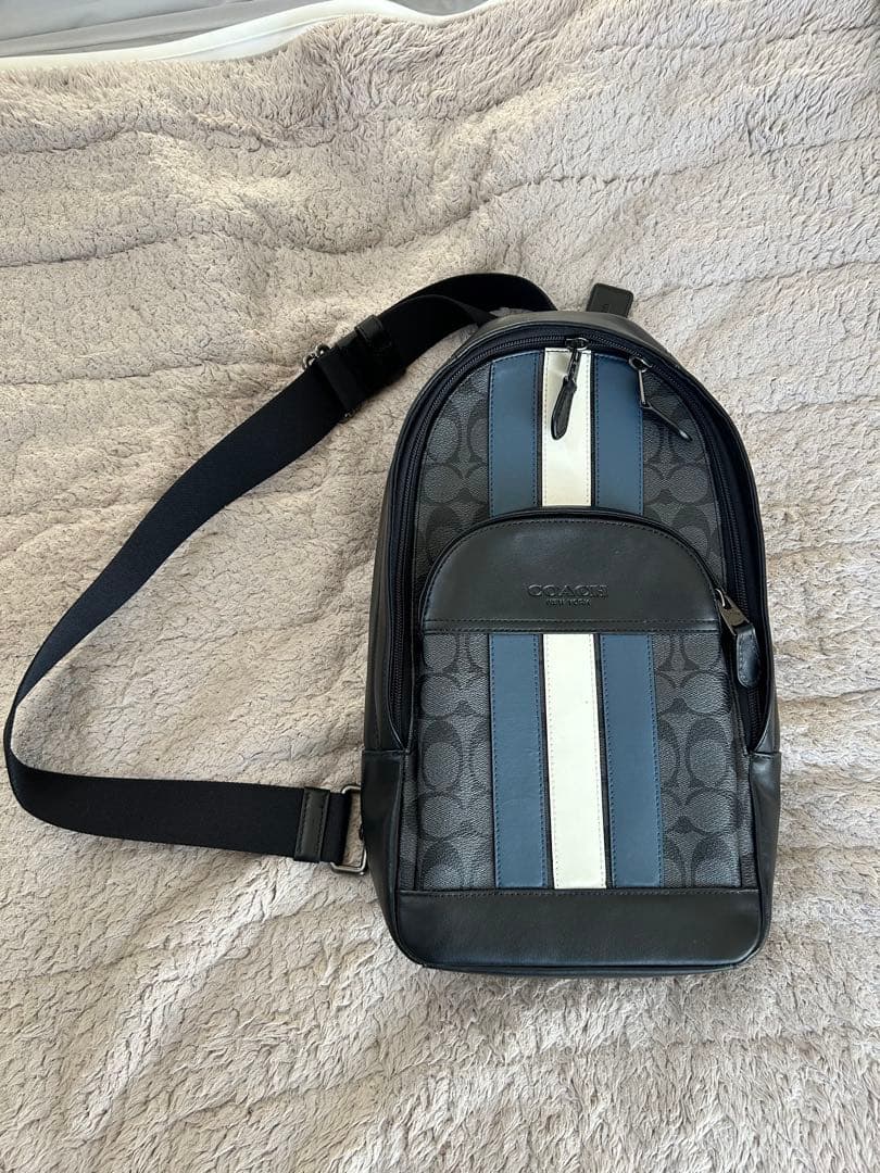 COACH ストライプデザイン ショルダーバッグ