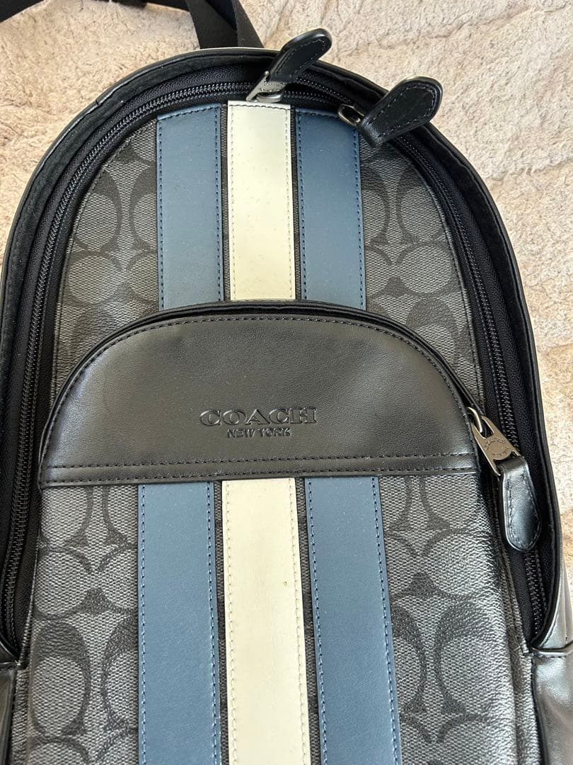 COACH ストライプデザイン ショルダーバッグ