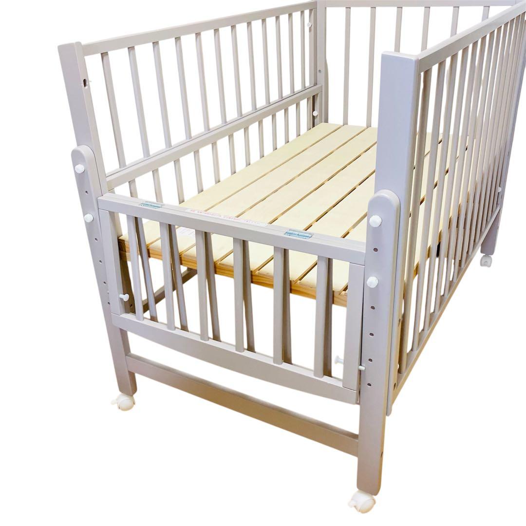 なるみ 大和屋　ノモック　Wオープンハイタイプ　ベビーベッド　グレー