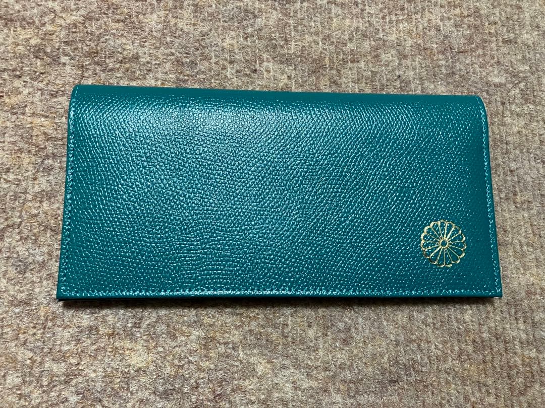 グリーン レザー 財布　皇居　箱なし