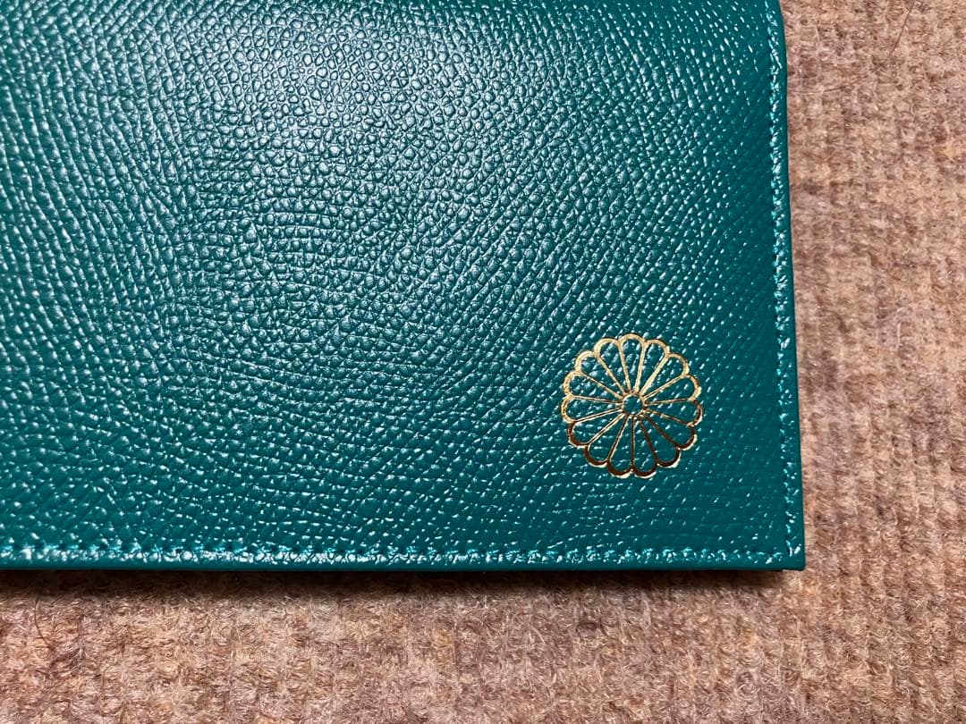 グリーン レザー 財布　皇居　箱なし