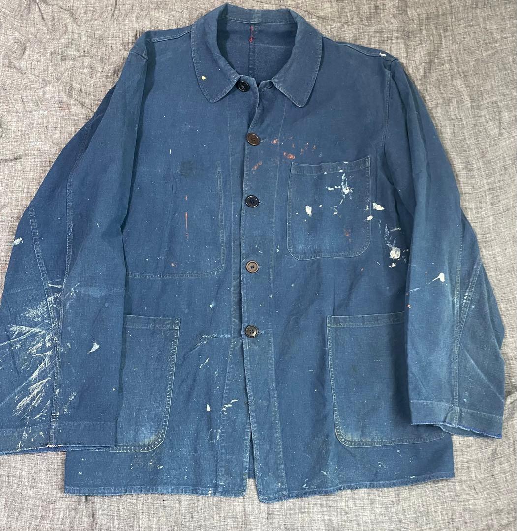 1950s フランス　ビンテージ　インディゴ　ワークジャケット　フレンチチャイナ
