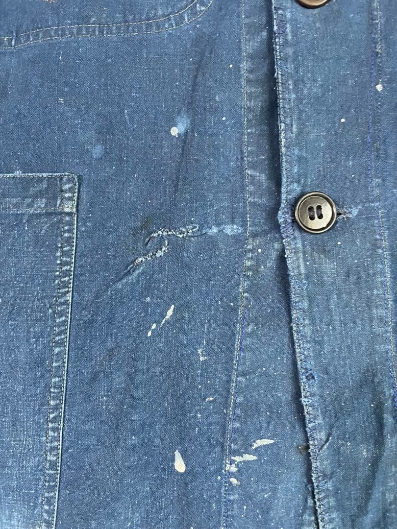 1950s フランス　ビンテージ　インディゴ　ワークジャケット　フレンチチャイナ