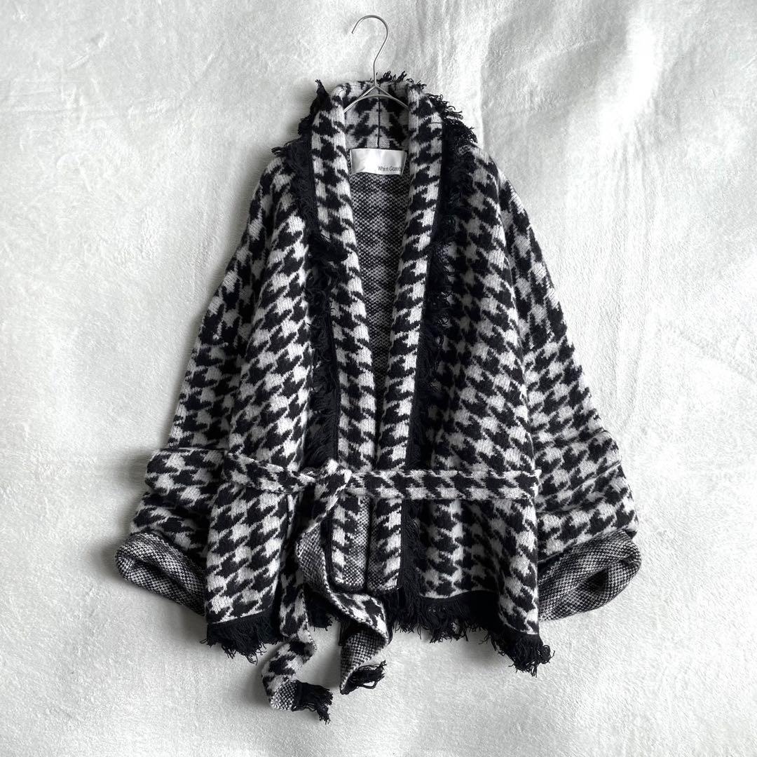 【ほぼ未使用✨】Whim Gazette ウールジャガードニットガウン　千鳥柄