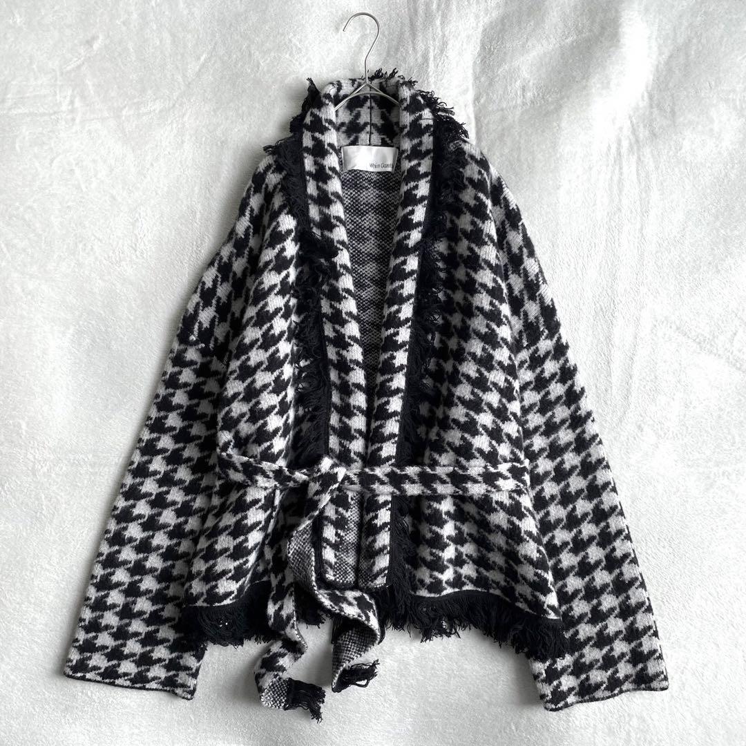 【ほぼ未使用✨】Whim Gazette ウールジャガードニットガウン　千鳥柄