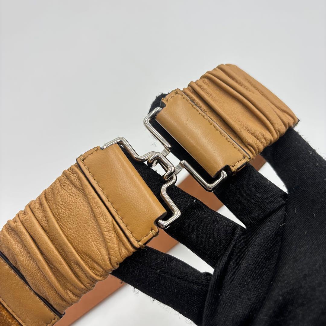 FENDI フェンディ ズッカ ベロア×レザー ベルト レディース ブラウン