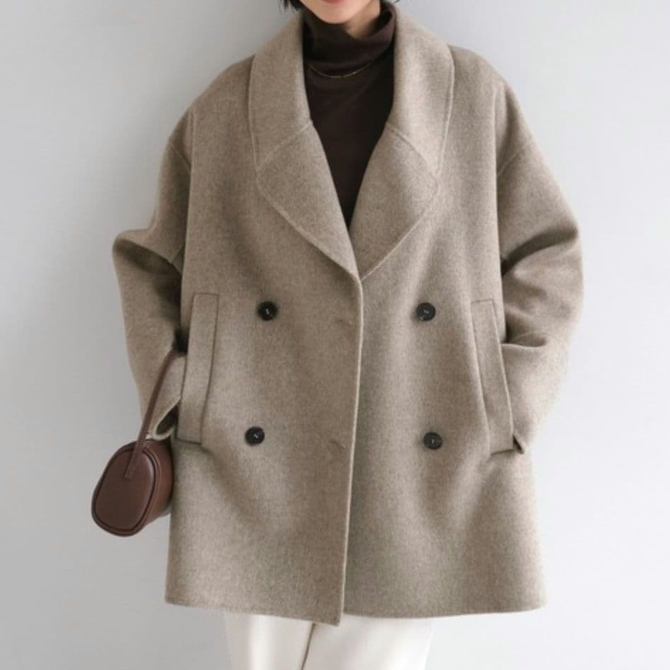 【美品】evernavy エバーネイビー リバー ピーコート ベージュ