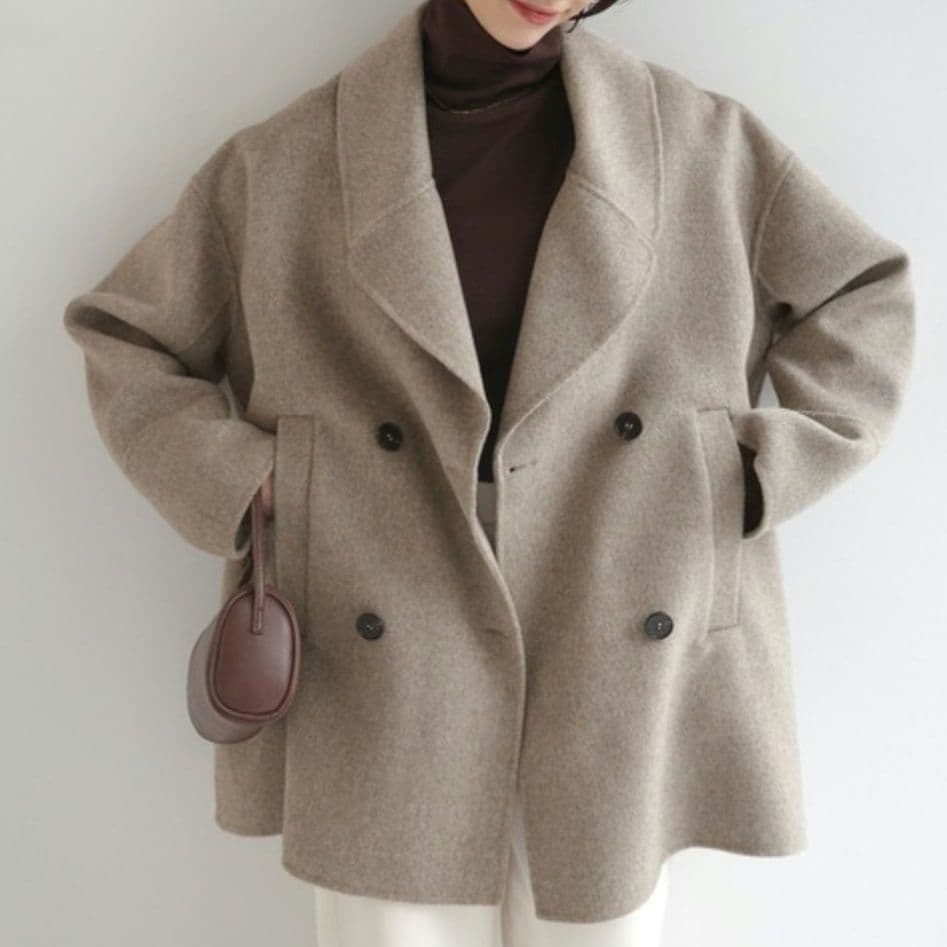 【美品】evernavy エバーネイビー リバー ピーコート ベージュ