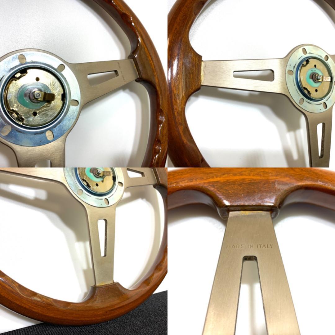 アバルト ゴールド ウッドステアリング 35Φ ホーンボタン付 当時物 旧車