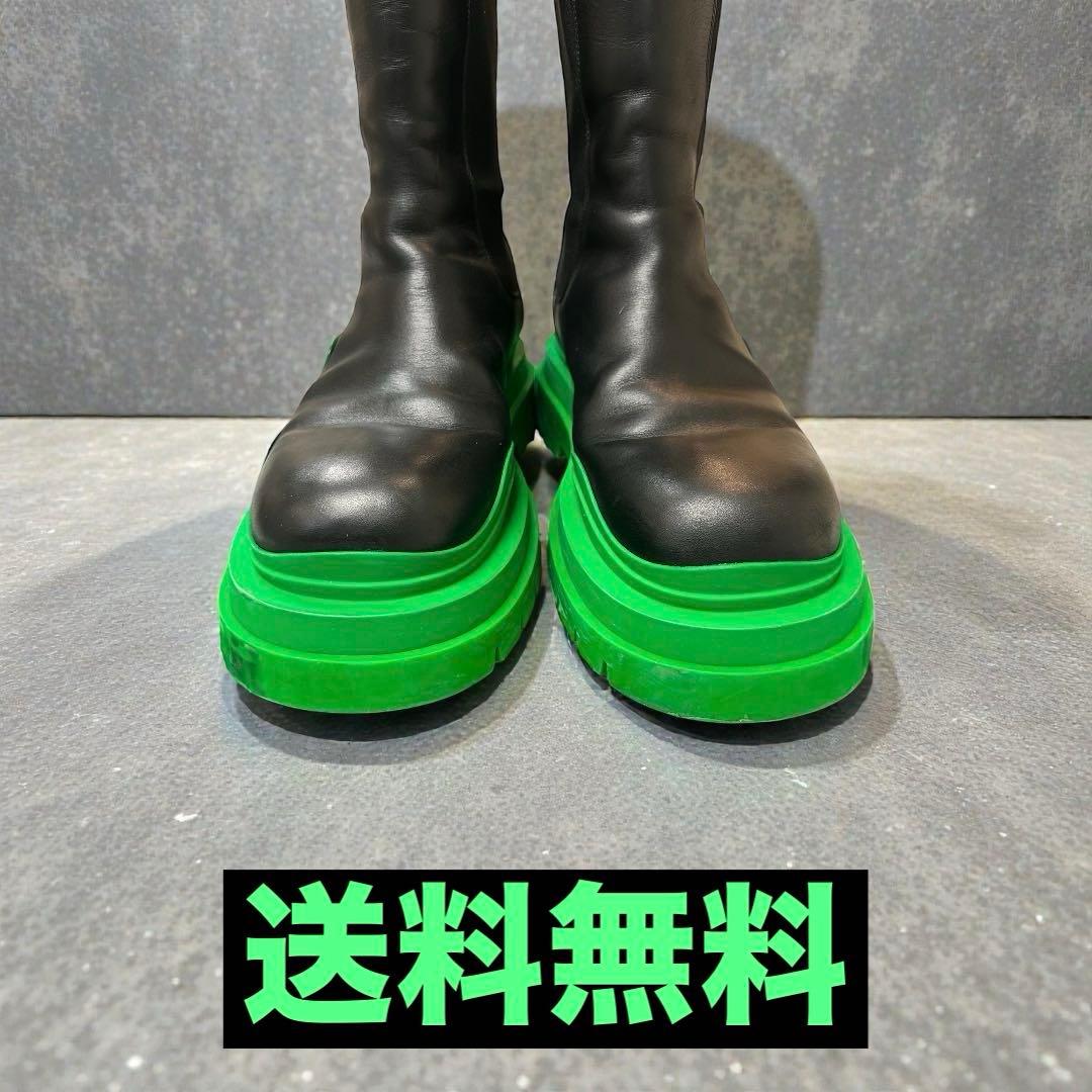 ボッテガ・ヴェネタ タイヤチェルシーブーツ ラバーグリーンメンズ43(28cm)