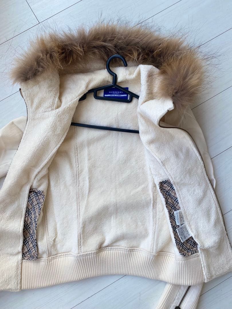バーバリーブルーレーベル ファー付フーデッドブルゾン 38