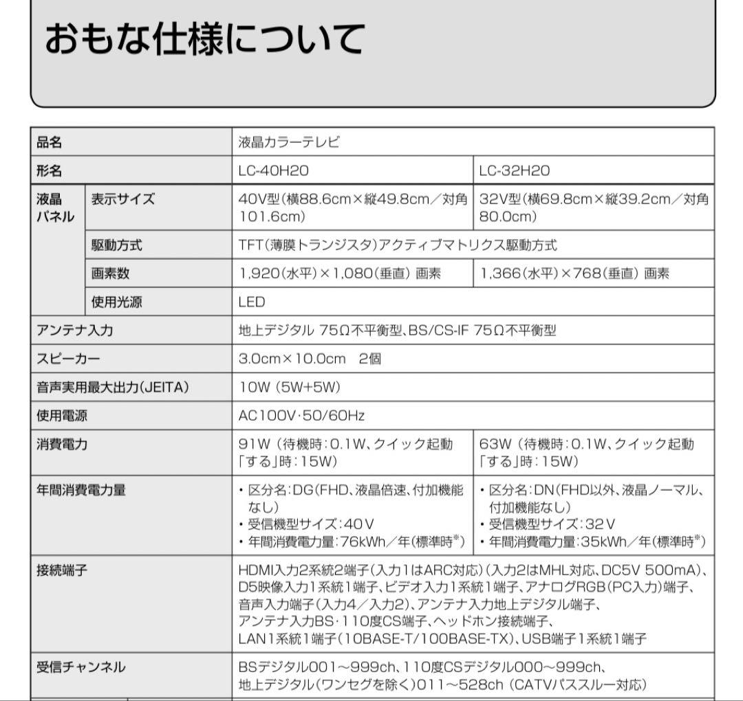 ★SHARP 32インチ液晶テレビ AQUOS【LC-32H20】